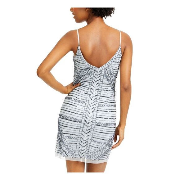 JUMP Womens Light Blue Mini Body Con Cocktail Dress Size: 3\4 - Picture 2 of 5